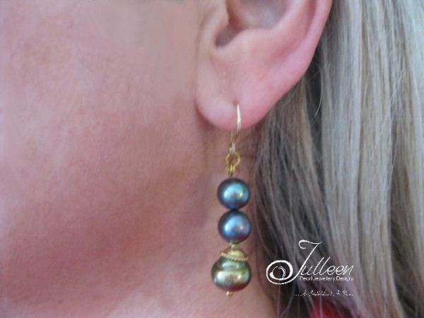 Olive and Black Pearl Earring - Image 4