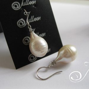 Big White Pearl Drop Earrings