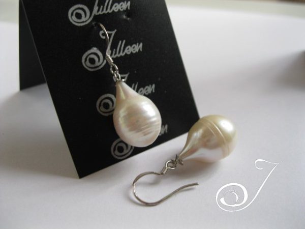 Big White Pearl Drop Earrings
