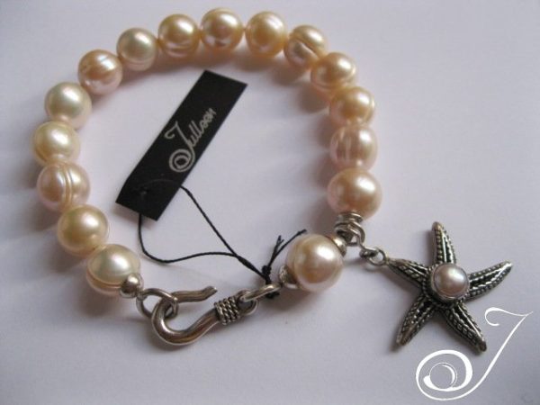 Blush Pink Pearl Bracelet With Pearl Star Fish Charm - Image 3