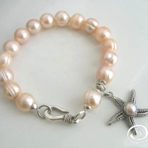 Blush Pink Pearl Bracelet With Pearl Star Fish Charm