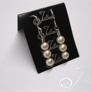 Sandra Triple Champagne Round Pearl Earring in Sterling Silver
