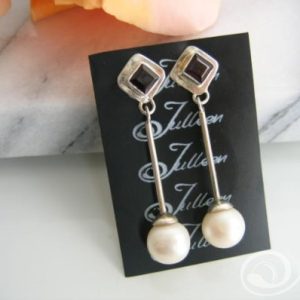 Sandy Long Pearl and Red Garnet Earring PLUS Lobe Lift Back 925
