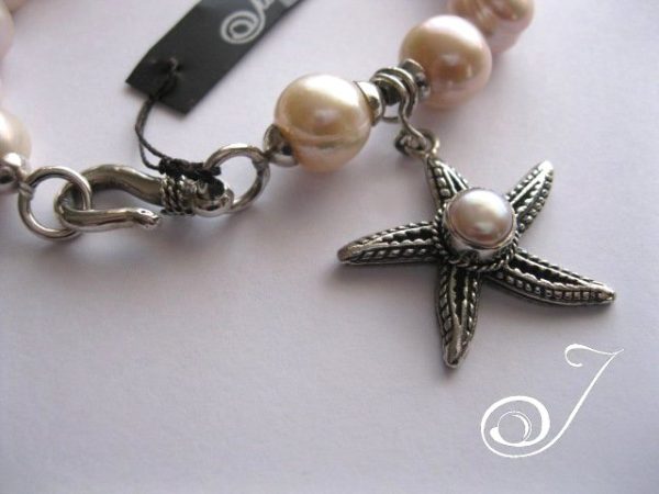 Blush Pink Pearl Bracelet With Pearl Star Fish Charm - Image 2