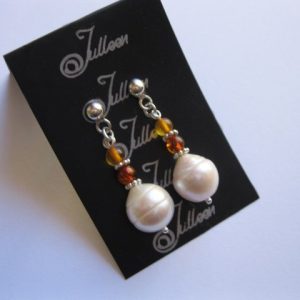 Bronte Pearl Amber Sterling Silver Earring
