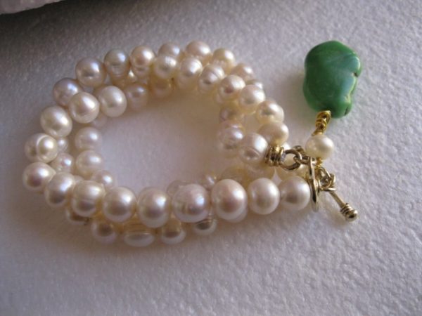Green Turquoise Pearl Bracelet - Image 4