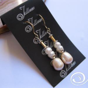 Delta Long Pink and Double White Pearl Earring