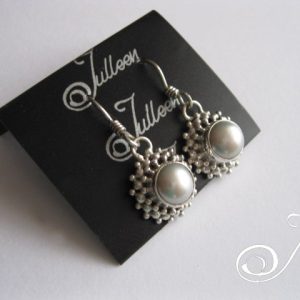 Silver Lace Pearl Earring