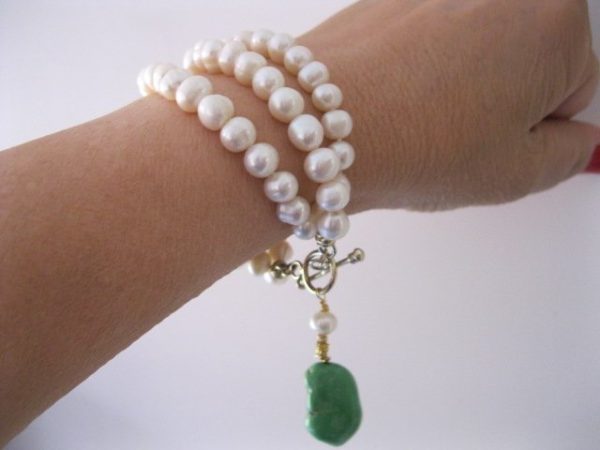 Green Turquoise Pearl Bracelet - Image 3