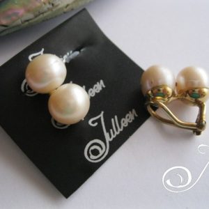 Miss Julleen Clip On Organic Double Pearl Gold Vermeil Earrings