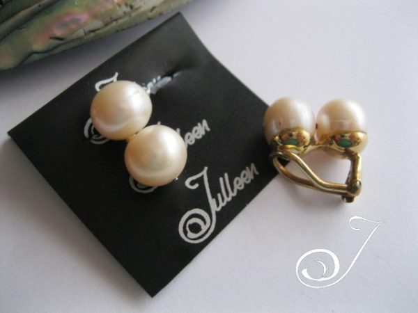 Miss Julleen Clip On Organic Double Pearl Gold Vermeil Earrings