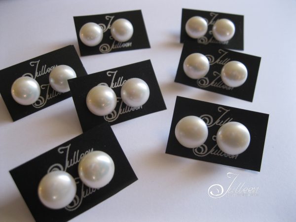 12mm White Pearl Stud 925 - Image 2