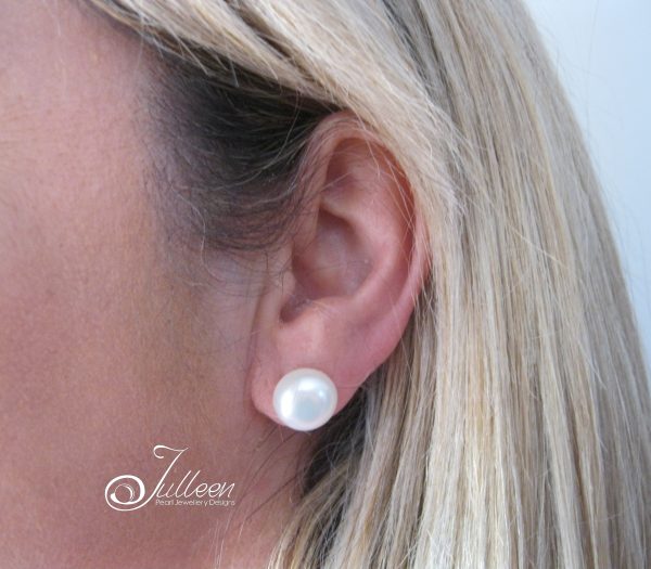 12mm White Pearl Stud 925 - Image 3