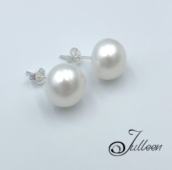 12mm White Pearl Stud 925 - Image 5