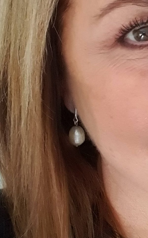Clip On Large White Pearl Drop Earrings 925 - Image 5
