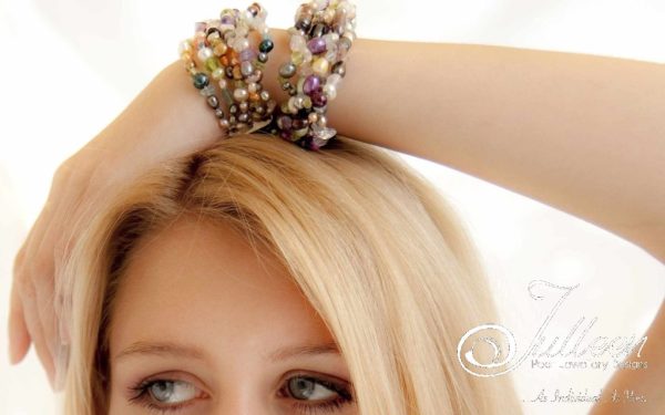 The Kelly Cocktail Bracelet. Pearl and Gemstone Cuff Bracelet - Image 6