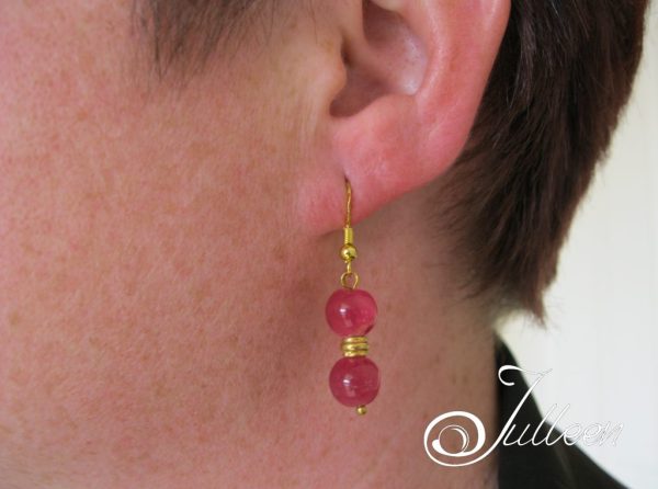 Double Pink Watermelon Tourmaline Earring on Gold Vermeil - Image 3
