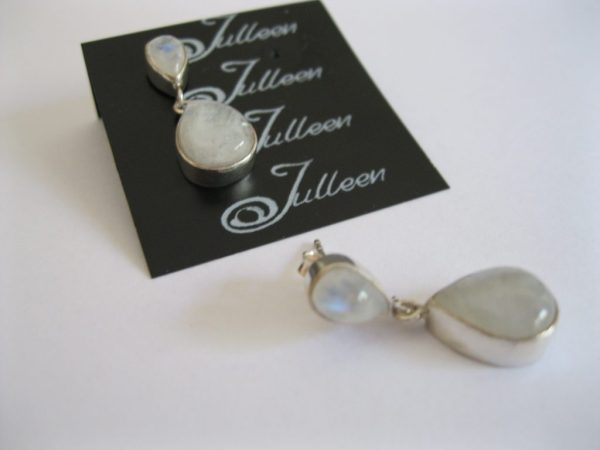Labradorite Double Stone Drop Earring 925 - Image 2