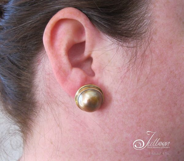 Gold Mabe Earrings Set In Gold Vermeil - Image 3