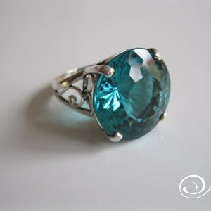 Huge Tourmaline King Cut 35.95 ct Ring in Sterling Silver