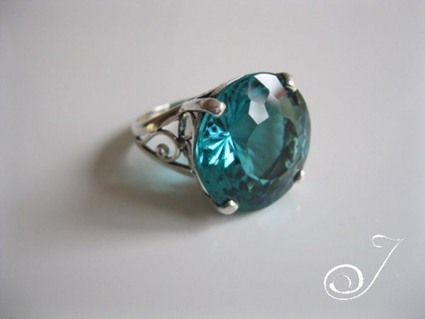 Huge Tourmaline King Cut 35.95 ct Ring in Sterling Silver