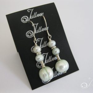Cool Mint Triple Pearl Sterling Silver Hook Earring
