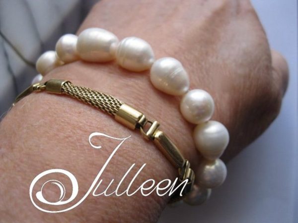 Chunky White Pearl and Sterling Silver Bracelet with Jumbo Clasp 925 - Image 3