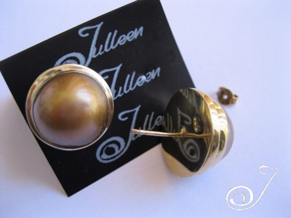Gold Mabe Earrings Set In Gold Vermeil - Image 2