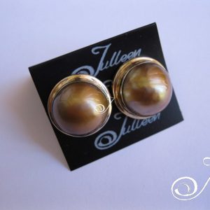 Gold Mabe Earrings Set In Gold Vermeil