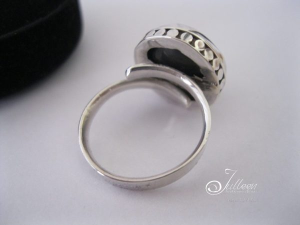 Mocha Pink Gold Mabe Ring on Adjustable Sterling Silver Band - Image 6
