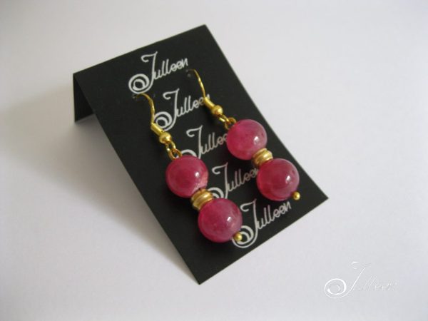 Double Pink Watermelon Tourmaline Earring on Gold Vermeil