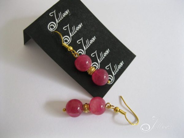 Double Pink Watermelon Tourmaline Earring on Gold Vermeil - Image 2