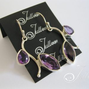 Amethyst Leaves Double Amethyst earring 925