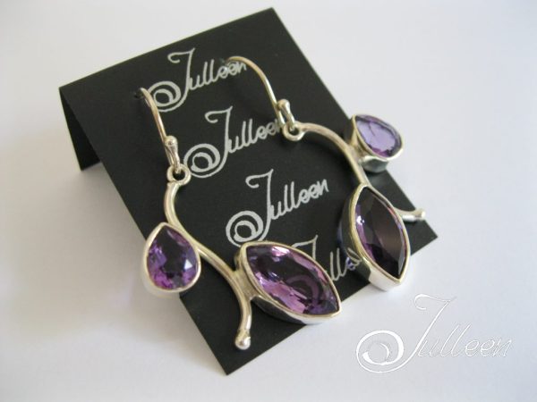 Amethyst Leaves Double Amethyst earring 925
