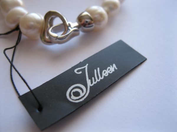 White Chunky Mixed Pearl Bracelet Heart Clasp 925 - Image 2