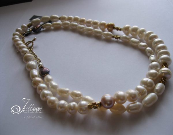 Long Chunky White Pearl Vermeil Necklace  36 inch - Image 2
