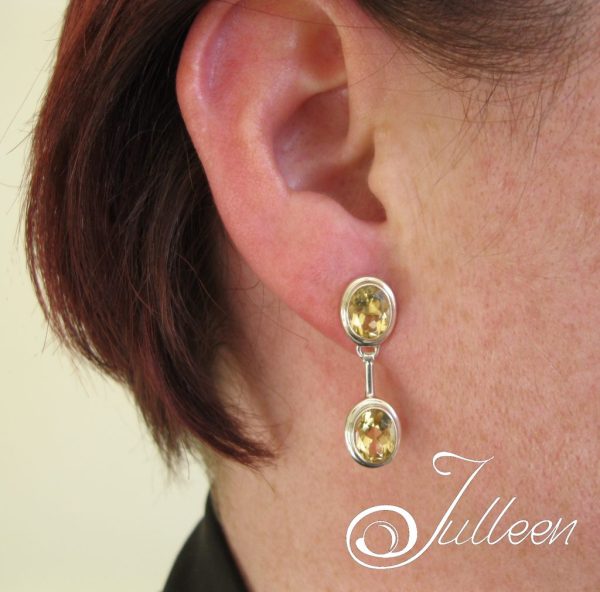 Citrine Double Gemstone Drop Earring 925 - Image 4