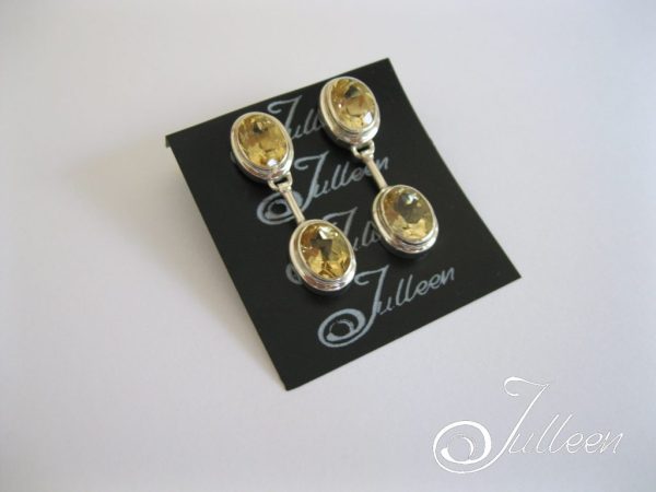Citrine Double Gemstone Drop Earring 925