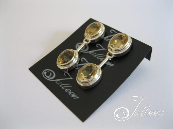 Citrine Double Gemstone Drop Earring 925 - Image 2