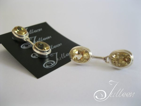 Citrine Double Gemstone Drop Earring 925 - Image 3