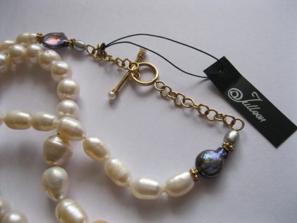 Long Chunky White Pearl Vermeil Necklace  36 inch - Image 3