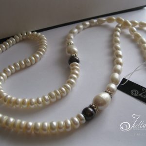 Long White Mixed Pearl Necklace 925