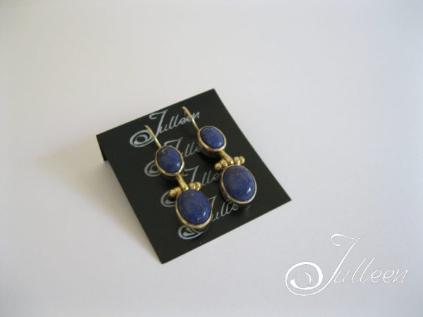 Double Lapis Lazuli Gold Vermeil Earring