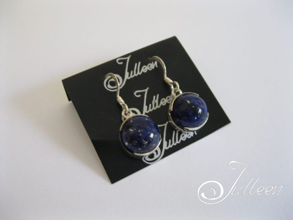 Lapis Lazuli Cabochon Hook Earrings 925