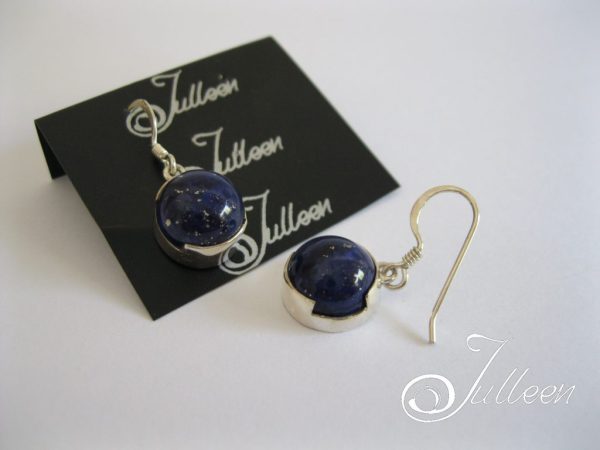 Lapis Lazuli Cabochon Hook Earrings 925 - Image 2
