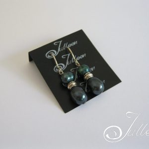 Peacock Green Double Pearl Hook Earring 925