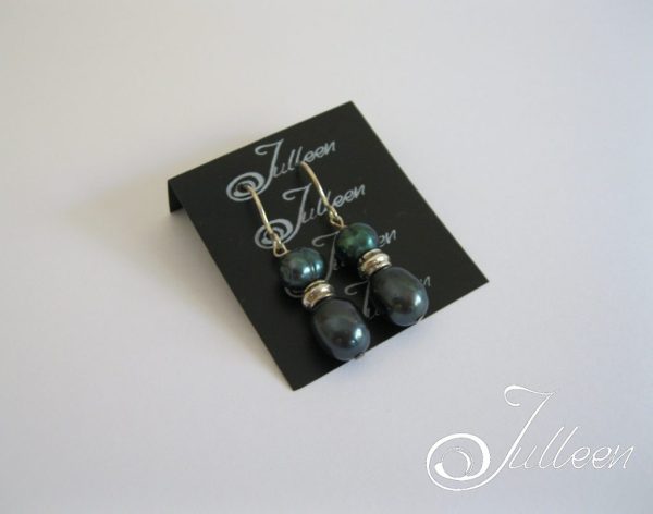 Peacock Green Double Pearl Hook Earring 925