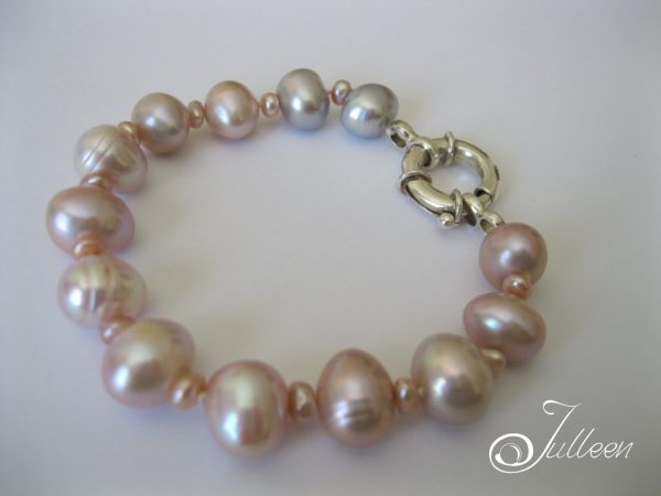Classical Huge Pink Pearl Bracelet Sailor Clasp Sterling 925