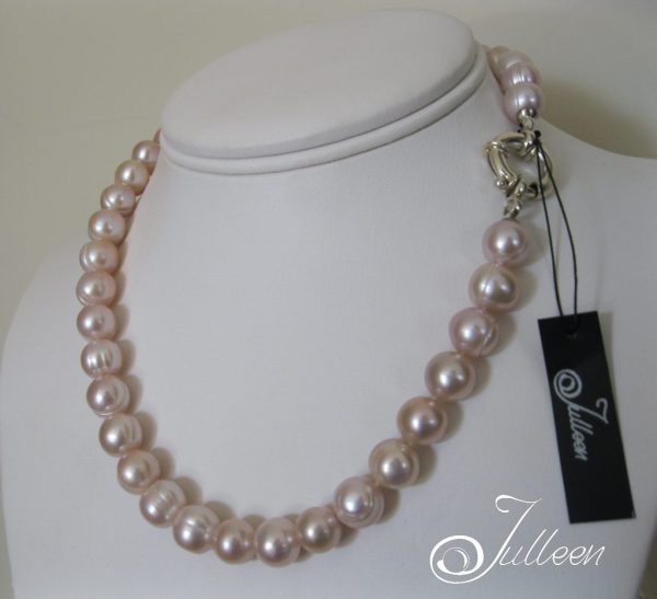 Pink 11 mm Natural Pearl Necklace on Sailor Clasp 925 - Image 3