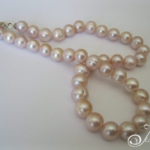 Pink 11 mm Natural Pearl Necklace on Sailor Clasp 925